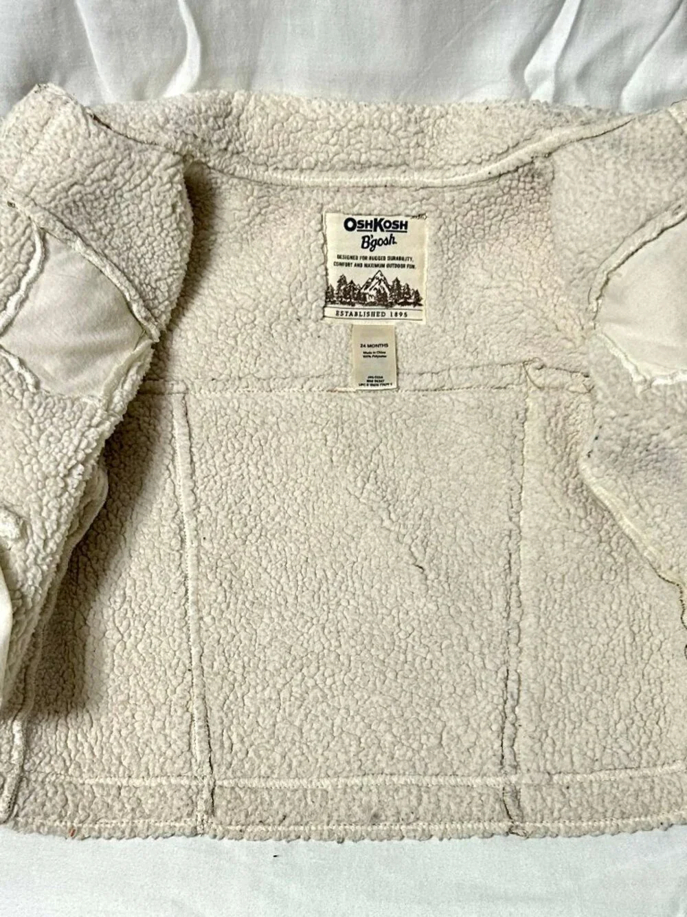 24 month Oshkosh B’gosh Tan Suede Jacket Coat with Sherpa Lining Excellent Cond